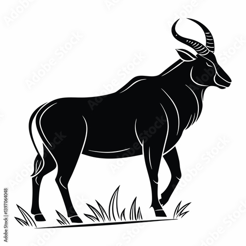 Traditional Indian Ox Icon Strong Black Silhouette Design