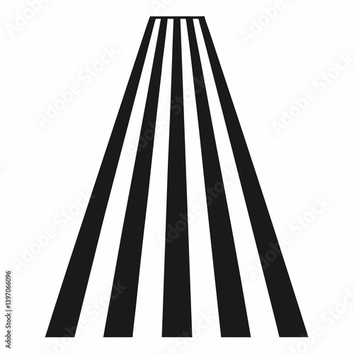A black and white striped rug placed on a clean white background, showcasing its bold pattern and contrast.