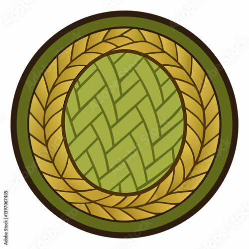A leaf enclosed in a circle mat, set against a clean white background.
