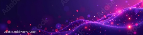 Abstract purple wireframe design with digital marketing icons, promotion, technology, internet