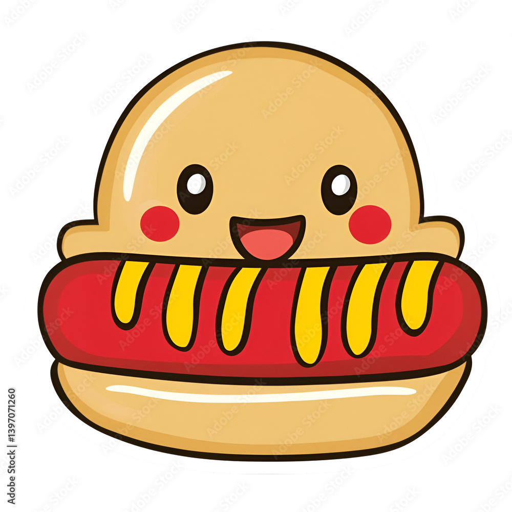 Delicious cartoon hot dog character fun illustration food art playful environment whimsical viewpoint Delicious cartoon hot dog character fun illustration food art playful environment whimsical viewpoint