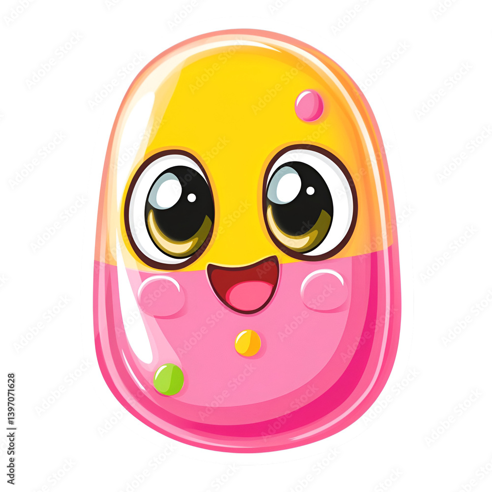 Obraz premium Delightful cartoon candy character whimsical setting digital art playful environment creative perspective