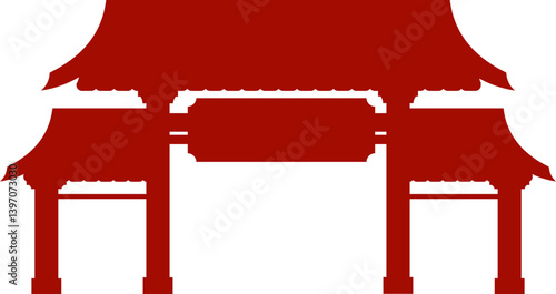 Chinese Traditional Temple Gate Silhouette
