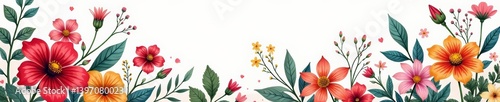 Wallpaper Mural Hand-drawn floral design with bright colors, perfect for textiles and stationery, colorful, petals, whimsy Torontodigital.ca