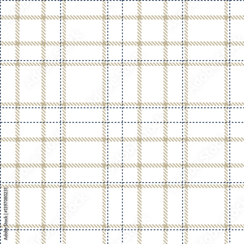 Traditional white and Soft putty Seamless Tartan Textile Design