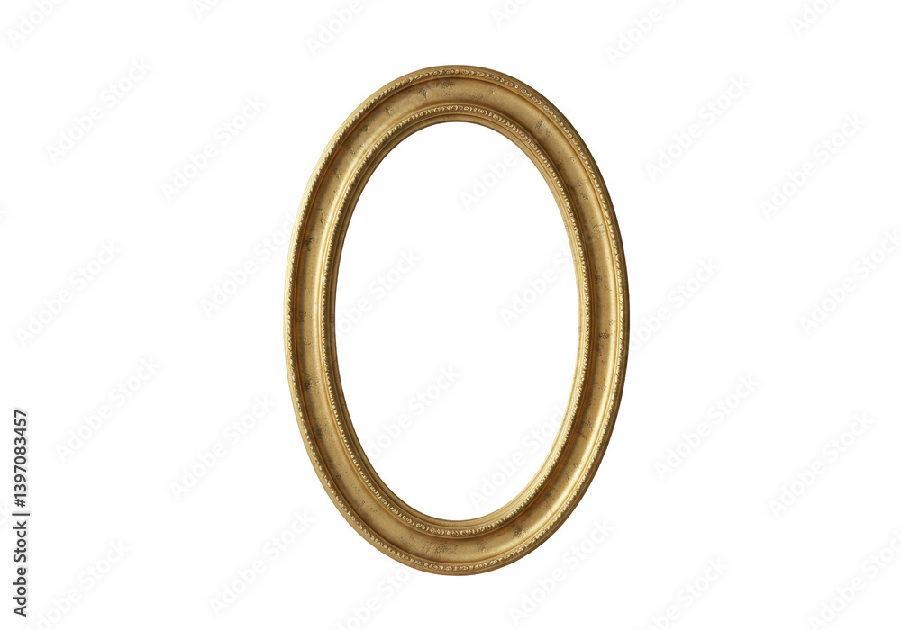 Isolated Antique Oval Gold Picture Frame with Ornate Detailing Isolated Antique Oval Gold Picture Frame with Ornate Detailing
