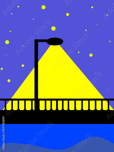 Nightscape with Street Light and Stars