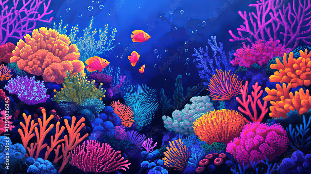 Obraz premium ilustration of tropical reef in the sea