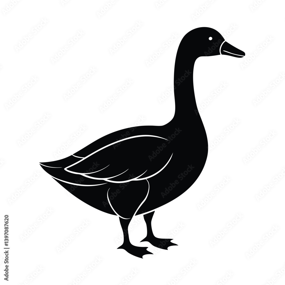 Obraz premium Greylag Goose Silhouette Vector Art | Black and White Greylag Goose Bird Illustration