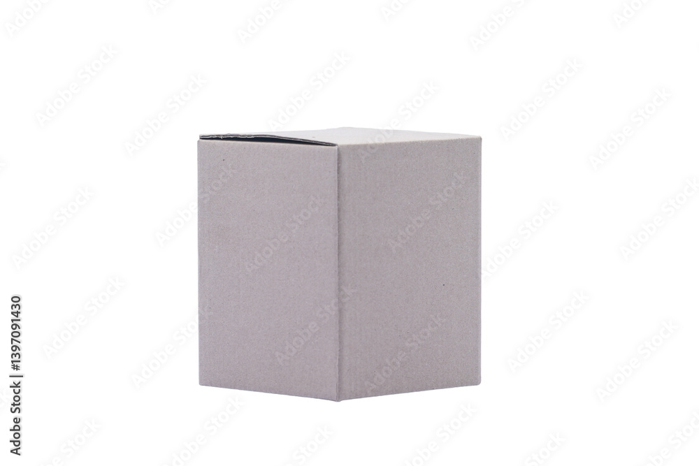 A simple plain gray and white cardboard box or container with a clean minimal design photographed against a plain white background in a studio setting suitable for product mockups branding A simple plain gray and white cardboard box or container with a clean minimal design photographed against a plain white background in a studio setting suitable for product mockups branding