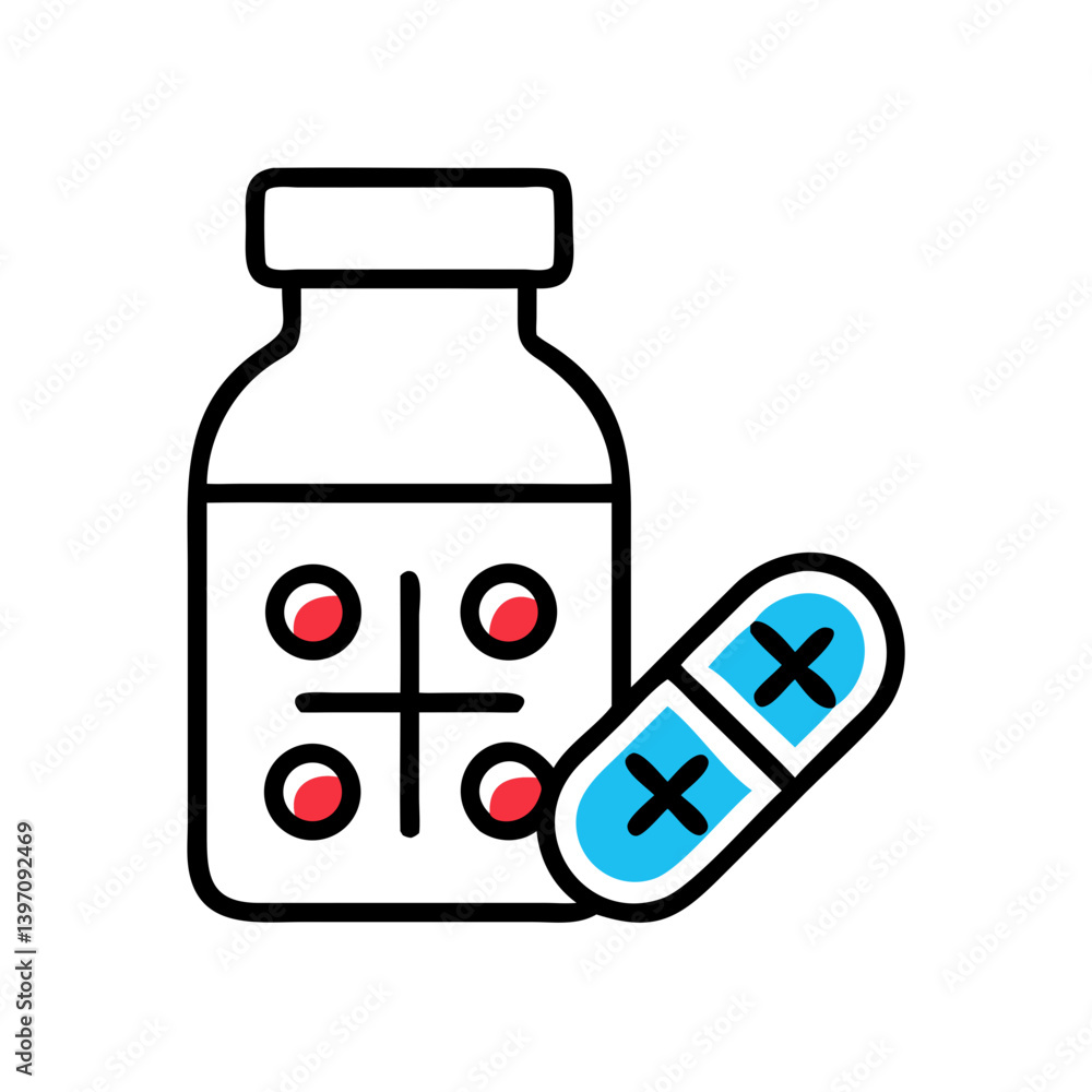 Fototapeta premium Medicine Bottle with Pills Icon Design