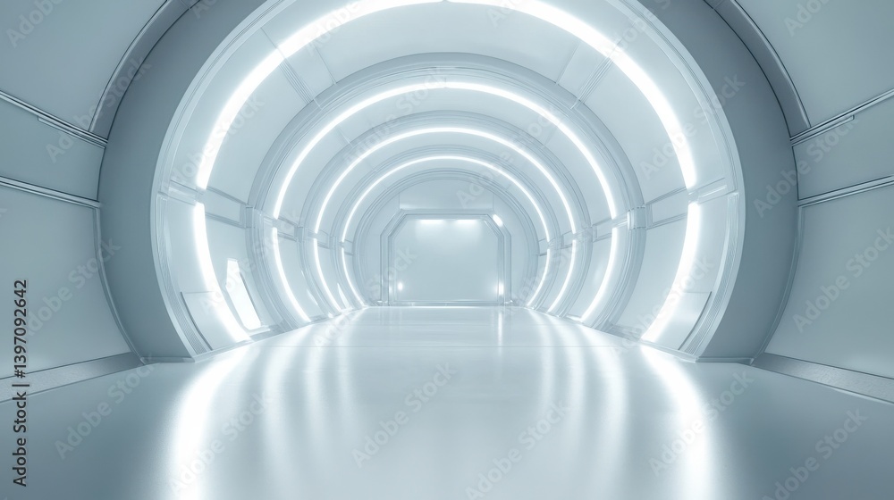 White Clear Blank Subtle Abstract Geometrical Background In Ultra High Definition Quality. Monotone Light Empty Concave Surface. Minimalist Style Wallpaper. Futuristic 3D Illustration illustration