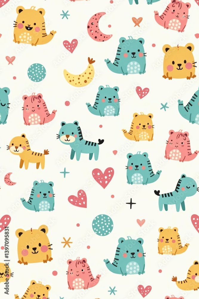 Adorable pastel doodle baby patterns in seamless design, sweet, background, cute Adorable pastel doodle baby patterns in seamless design, sweet, background, cute