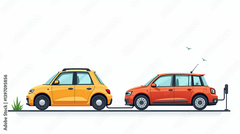 Dynamic Comparison of Hybrid vs Electric Cars: Interactive Digital Analytics & Infographics Showcasing Advanced Eco Technology & Fuel Efficiency - Flat Vector Illustration Dynamic Comparison of Hybrid vs Electric Cars: Interactive Digital Analytics & Infographics Showcasing Advanced Eco Technology & Fuel Efficiency - Flat Vector Illustration