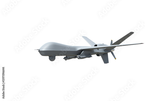 Isolated Military Drone with Missiles