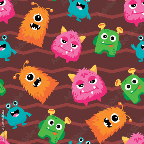 Playful monster mayhem: a delightful pattern for kids' products and more