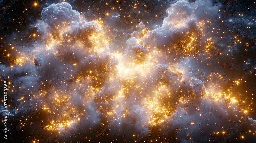 Naklejka premium An abstract image depicting celestial clouds and sparkling lights