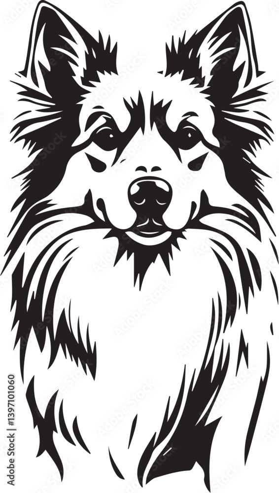 Fototapeta premium Sheltie Dog. Hand drawn vector illustration 