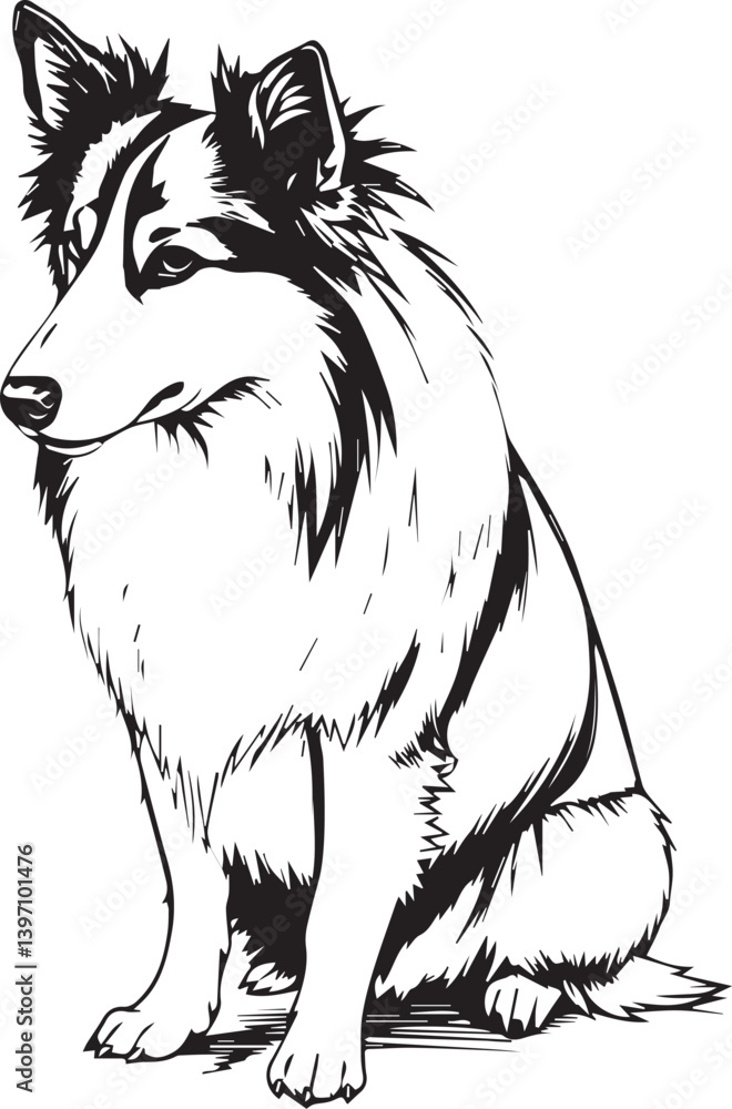 Obraz premium Sheltie Dog. Hand drawn vector illustration 