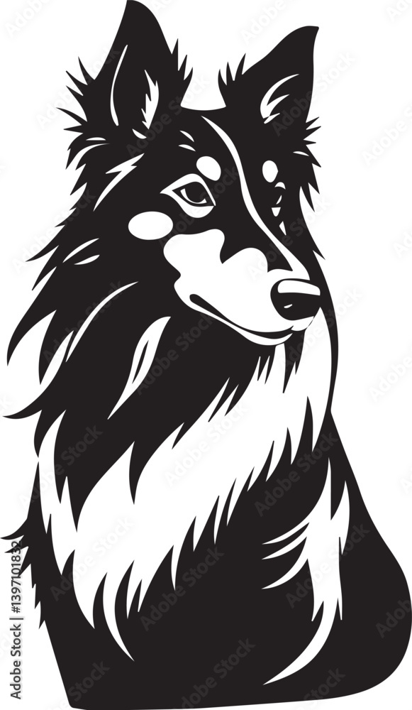 Fototapeta premium Sheltie Dog. Hand drawn vector illustration 