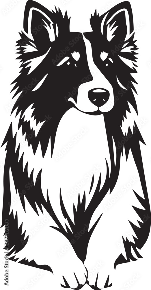 Naklejka premium Sheltie Dog. Hand drawn vector illustration 