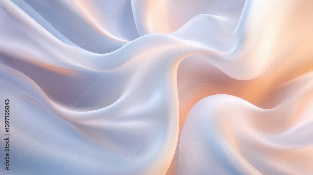 Fototapeta premium Abstract smooth elegant white fabric silk texture soft background, flowing satin waves. illustration