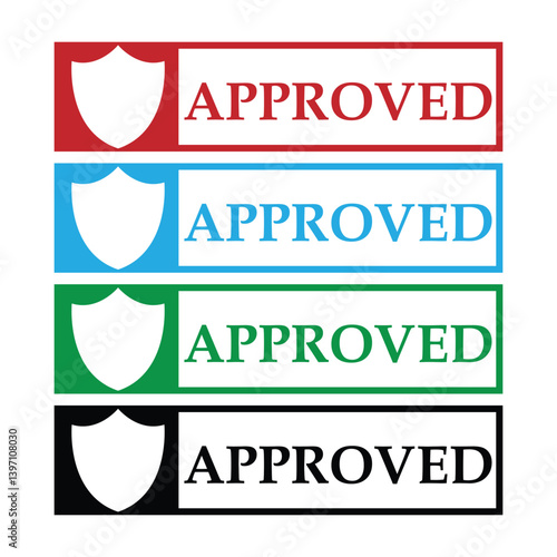 Approval Seals with Shield Icon and Bold Typography – Quality Assurance Design