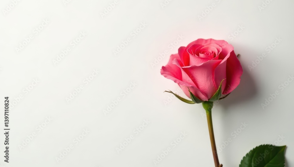 Single perfect rose, pristine white background , closeup, stem, photography Single perfect rose, pristine white background , closeup, stem, photography