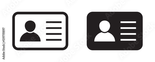 ID card badge icons. Pass icon, passport document icons.