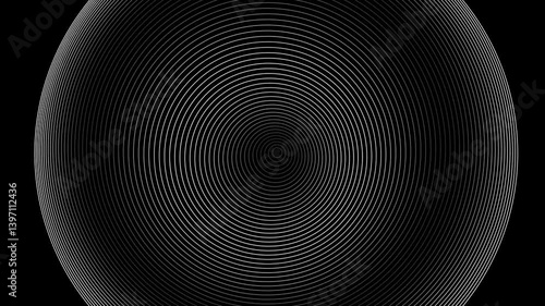 Abstract black and white waves of circle rings in 4k.