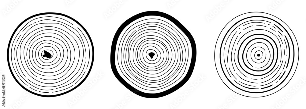 Tree Ring Cross Section Illustration Set