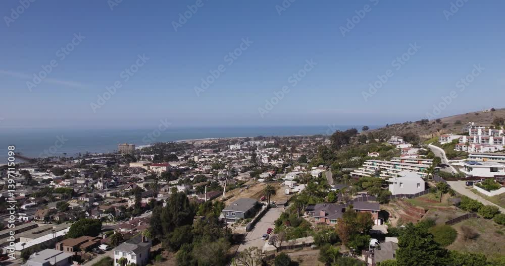 Wealthy Mansion Properties On A Hill Overlooking The Ocean At Santa Barbara, California. Aerial Shot. Wealthy Mansion Properties On A Hill Overlooking The Ocean At Santa Barbara, California. Aerial Shot.