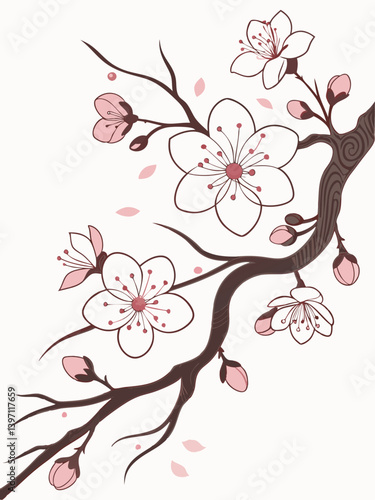 Sakura Lullaby Vector | Soothing Blossom Design for Children
