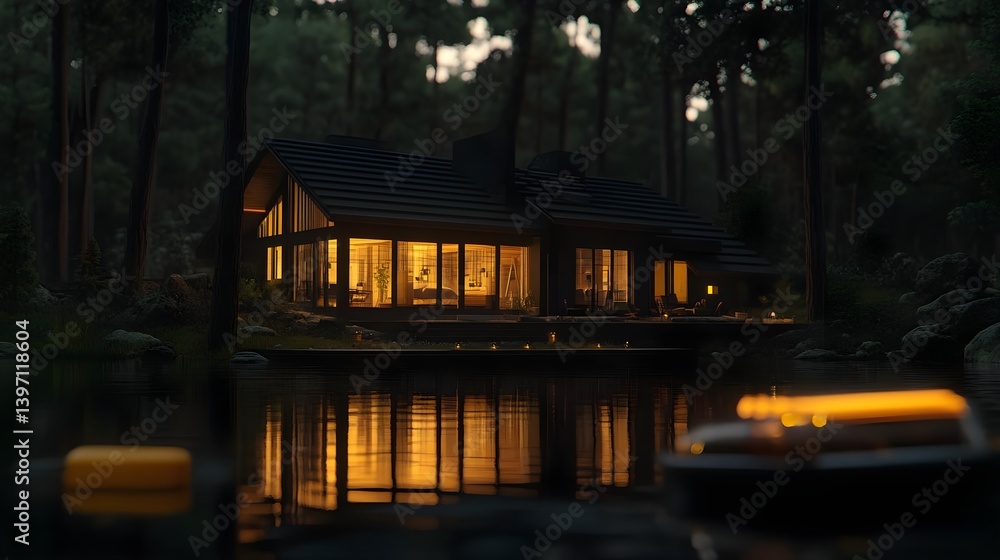 Fototapeta premium Modern Home Design by Architects Surrounded by Natural Landscape