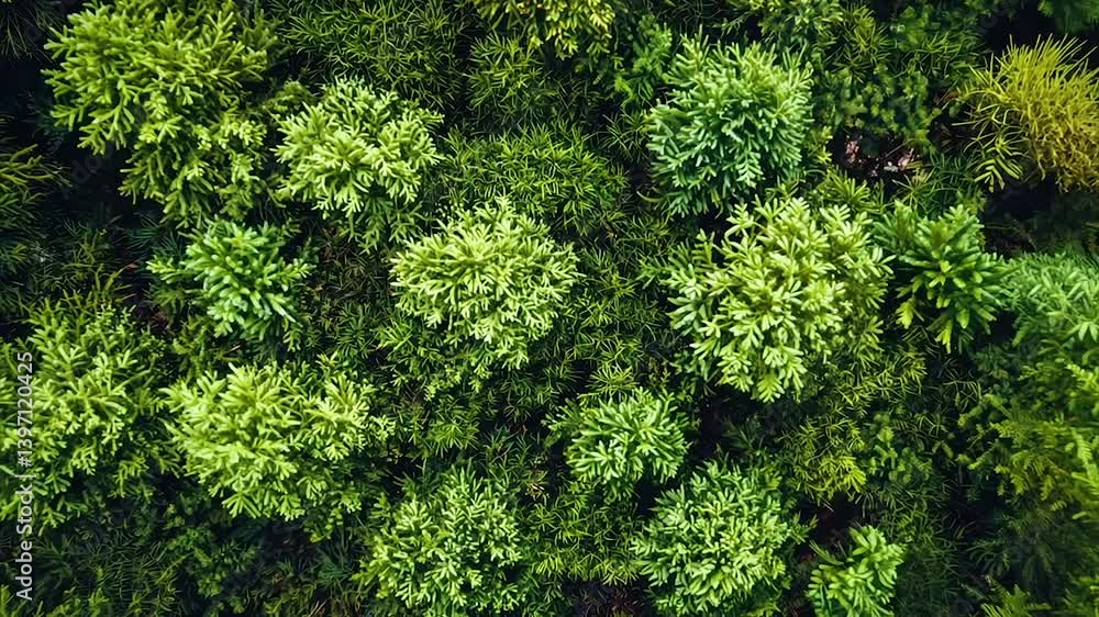 Lush green moss wall, various textures and shades Lush green moss wall, various textures and shades