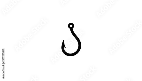 Fishing hook icon – minimal line symbol for fishing, marketing bait, and outdoor gear