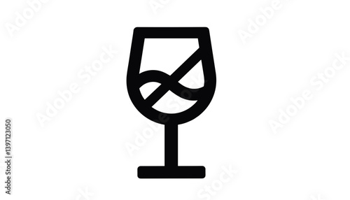 No alcohol icon – minimal line symbol for sobriety, addiction prevention, and alcohol-free areas