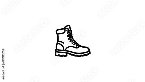 Military boot icon – rugged footwear symbol for tactical gear, hiking, and adventure
