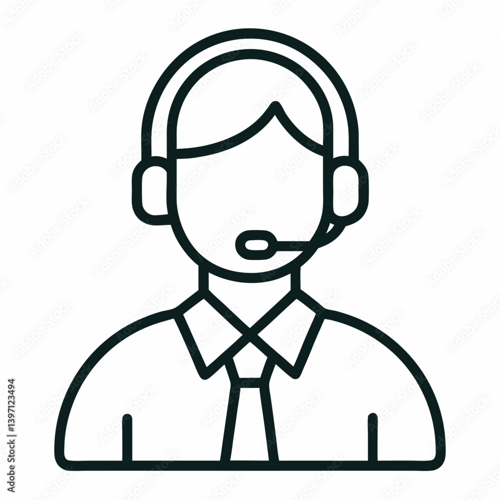 Call center person outline icon on white background Call center person outline icon on white background