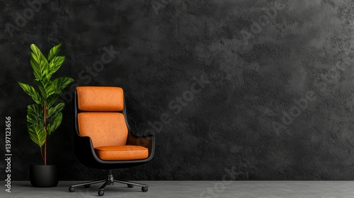 Tan Leather Office Chair in Modern Minimalist Interior