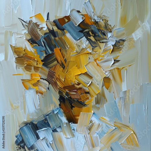 Abstract Portrait in Warm Hues: An Impasto Masterpiece