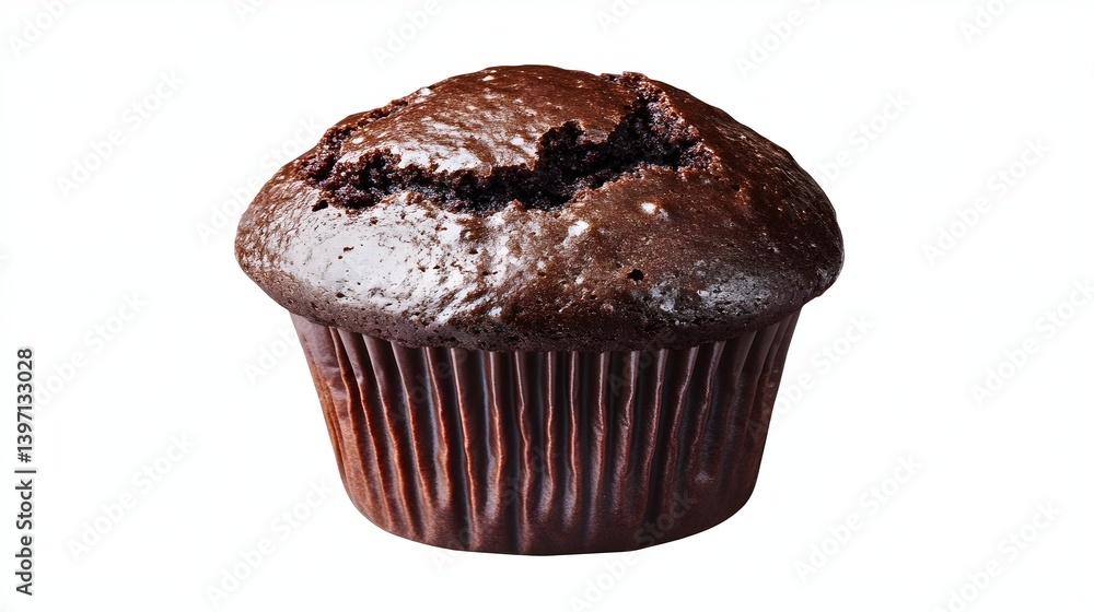 Oversized Chocolate Muffin Isolated on White Background Oversized Chocolate Muffin Isolated on White Background