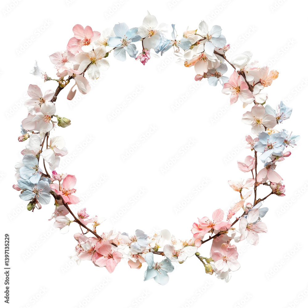 Floral wreath, white isolated background Floral wreath, white isolated background