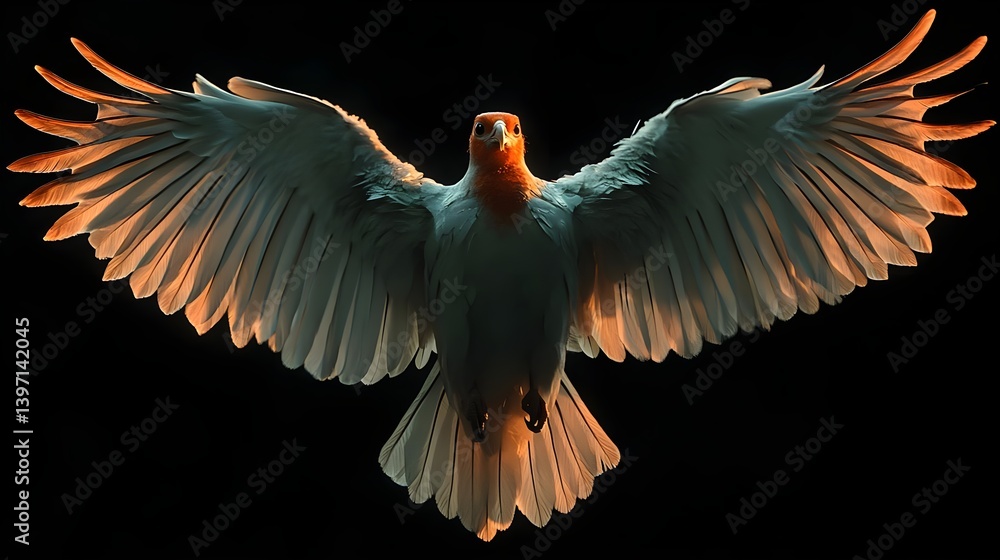 Obraz premium Realistic Illustration of Bird in Flight with Wings Outstretched