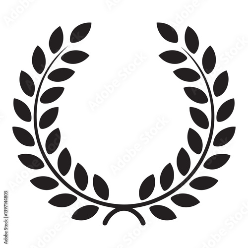 Simple laurel wreath Vector Black silhouettes icon set. Award, success, champion sign. with white background