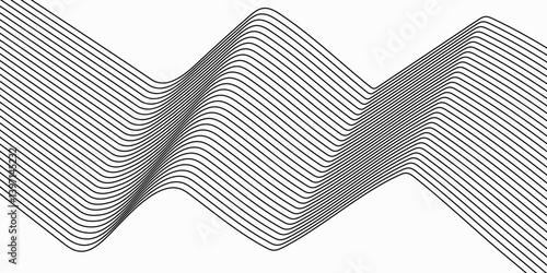 Abstract geometric line background. Simple black and white motion line art backdrop design. Dynamic background with lines