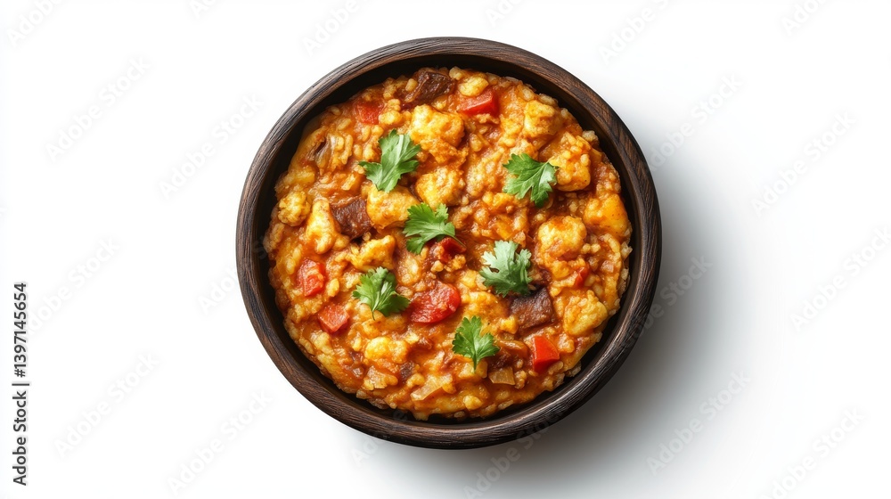 Delicious Spicy Rice Dish in a Rustic Bowl Delicious Spicy Rice Dish in a Rustic Bowl