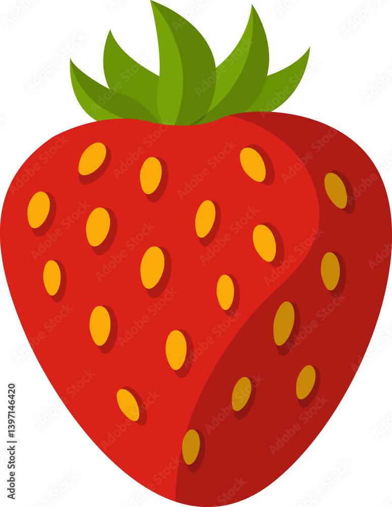 Obraz premium Red Strawberry with Green Leaves