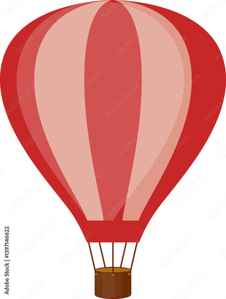 Obraz premium Red and Pink Hot Air Balloon with Brown Basket