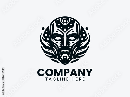 Steel Armor Helmet Logo, Medieval Iron Mask Logo